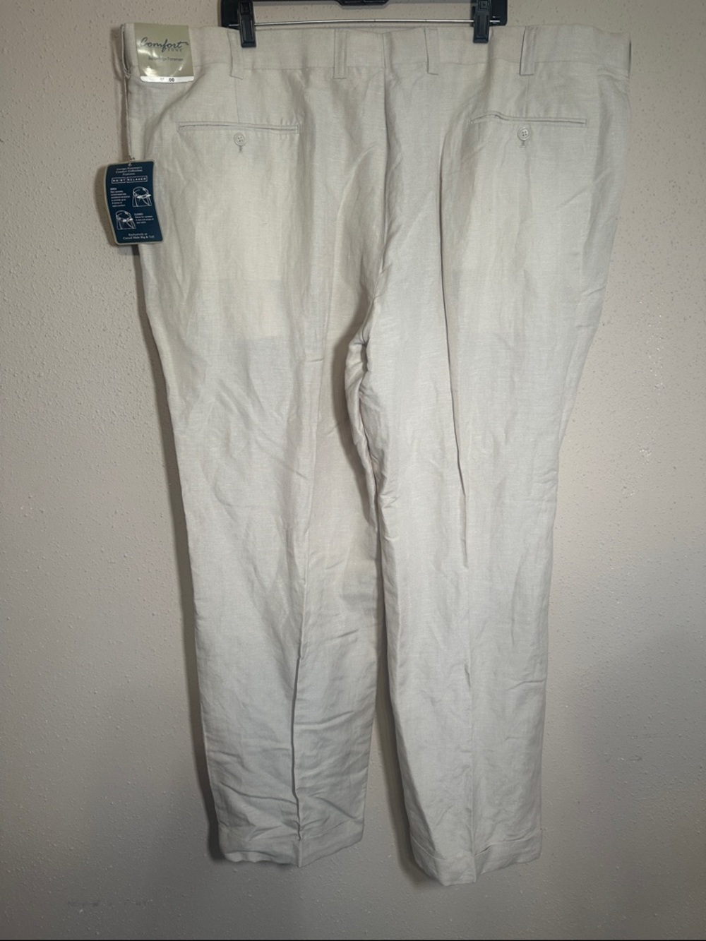 Comfort Zone by George Foreman Waist-Relaxer Linen Blend Pants Khaki size 50x32 - Picture 2 of 14